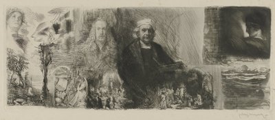 Verk av Rembrandt och Dürer i olika trycktekniker An die Schönheit (titel på objekt) av Ludwig Michalek