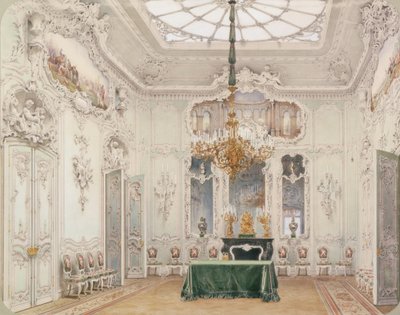 Interiörer av Vinterpalatset. Den gröna matsalen, 1852 av Ludwig Premazzi