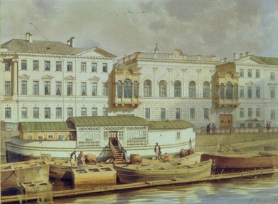 Naryshkin-palatset vid Fontanka-floden, mitten av 1800-talet. av Ludwig Premazzi