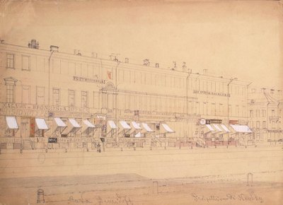 Demidov Hotel vid Nevsky Prospekt i St. Petersburg, mitten av 1800-talet av Ludwig Premazzi