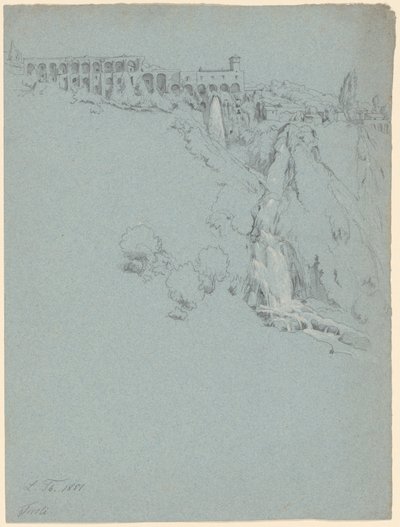 Vattenfallet i Tivoli med Maecenas villa av Ludwig Thiersch