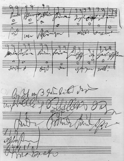 Handskriven musikmusik (bläck på papper) av Ludwig van Beethoven