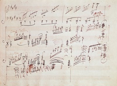 Noter till "" Sonata pour piano n* 14 en do diese minor" "" Sonata au clair de lune" av den tyske kompositören Ludwig van Beethoven (1770-1827) komponerad 1801. House, Natale de Beethoven, Bonn. Tyskland av Ludwig van Beethoven