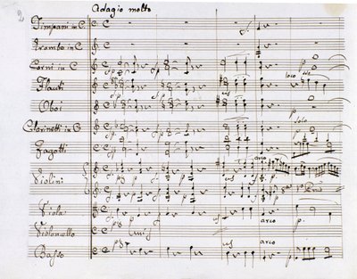 Noter till Symfoni nr 1 i C-dur av den tyske kompositören Ludwig van Beethoven (1770-1827) (1799-1800) Milano Biblioteca del Conservatorio av Ludwig van Beethoven