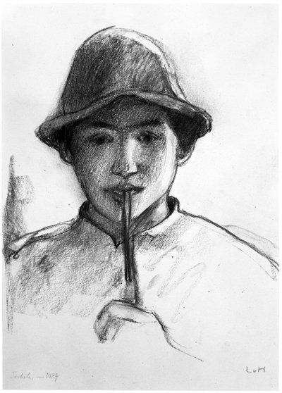 Ung man med pipa av Ludwig von Hofmann