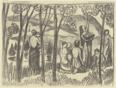 Knäande kvinnor och en fruktplockerska av Ludwig von Hofmann