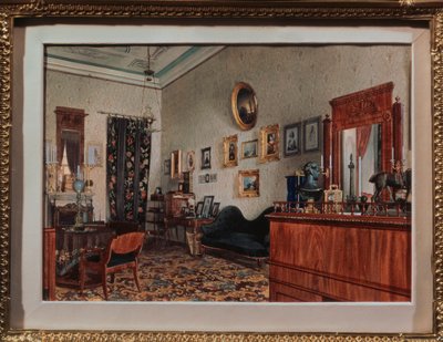 Michail Obreskovs arbetsrum. Verk av Luigi Premazzi (1814-1891), akvarell på papper av Luigi Premazzi