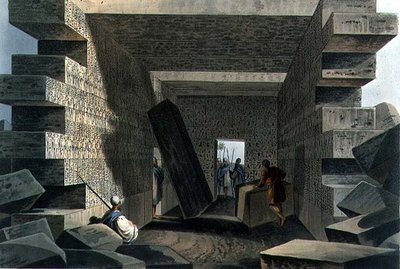 Interiör av Jupiter Ammons tempel, skylt 71 från "Views in the Ottoman Dominions", pub. av Robert Bowyer (1758-1834) 1810 (akvatint) av Luigi (after) Mayer