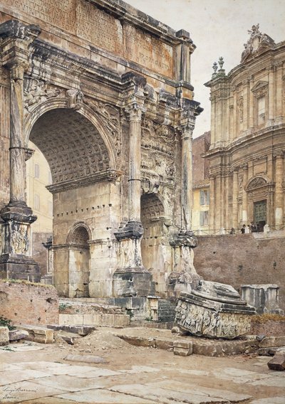 Septimius Severus båge i Rom, av Luigi Bazzani (1836-1927). Olja på duk. av Luigi Bazzani