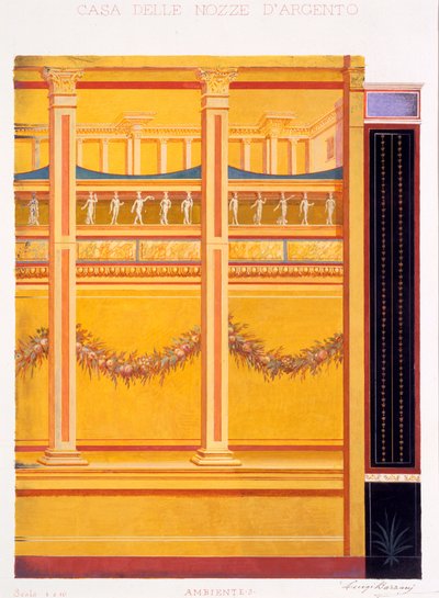 Väggdekorationer från Silverbröllopets hus, Pompeji, 1897 av Luigi Bazzani