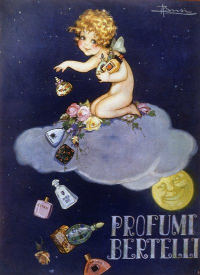 Reklam för Bertelli-dofter. Illustration av Brisi (Busi). av Luigi Busi