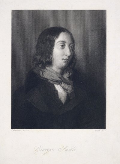 Porträtt av George Sand, pub. 1837 (gravyr) av Luigi Calamatta