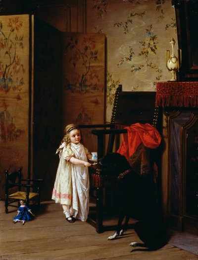 Frukost för två, av Luigi Crosio (1835-1915), olja på panel, 42x32 cm av Luigi Crosio