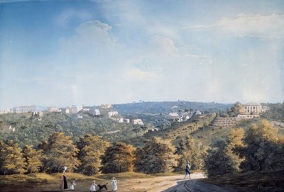 Capodimonte-kullen och villor längs Ponti Rossi-vägen (gouache) av Luigi Fergola