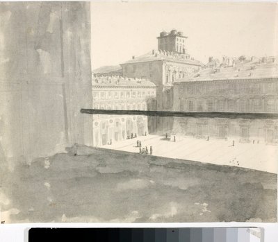 Utsikt över ett torg från ett fönster, Italien (Lavis, ca 1825) av Luigi Garibbo