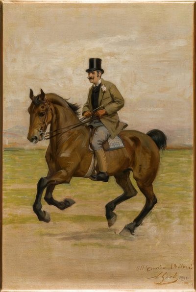 Vittorio Matteo Corcos zu Pferde av Luigi Gioli