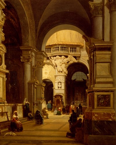 Santa Maria del Popolo-kyrkan i Rom, av Luigi Marchesi (1825-1862) av Luigi Marchesi