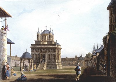 Kyrkan och klostret Saint Mary, Turkiet. i "" Utsikter i de osmanska dominionerna, i Europa, i Asien och några av Medelhavsöarna"" från originalteckningarna tagna av Luigi Mayer, London av Luigi Mayer