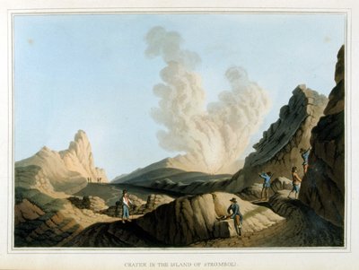 Cratere du Stromboli - i "" Utsikter i de osmanska dominionerna, i Europa, i Asien och några av Medelhavsöarna"", av Luigi Mayer, London av Luigi Mayer