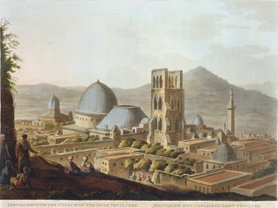 Jerusalem med den heliga gravens kyrka, skylt 3 från "Views in Palestine", pub. av Robert Bowyer (1758-1834) 1803 (akvatint) av Luigi Mayer