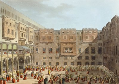 Mameluke övar framför slottet Mourad Bey i Kairo av Luigi Mayer