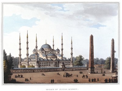 Sultan Ahmeds moské (1609-1616), Istanbul. i "" Utsikter i de osmanska dominionerna, i Europa, i Asien och några av Medelhavsöarna""" från originalteckningarna tagna av Luigi Mayer, London av Luigi Mayer