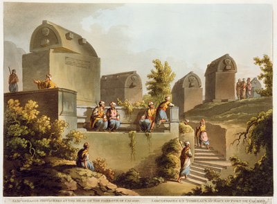 Sarkofager och gravar vid hamnens huvud i Cacamo, från "Views in the Ottoman Empire", utgiven av Robert Bowyer (1758-1834) 1803 (akvatint) av Luigi Mayer