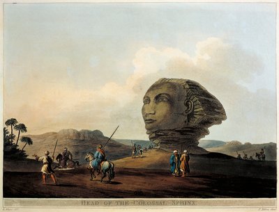 Sfinxhuvud i Egypten från Views in Egypt av Luigi Mayer, gravyr av Luigi Mayer