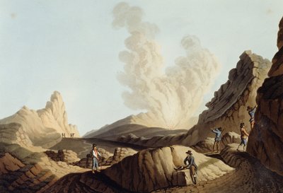 Ön Stromboli, krater av Luigi Mayer