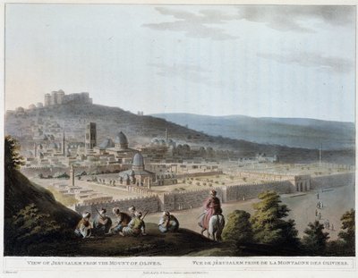 Vy över Jerusalem tagen från Oljeberget - gravyr av Luigi Mayer