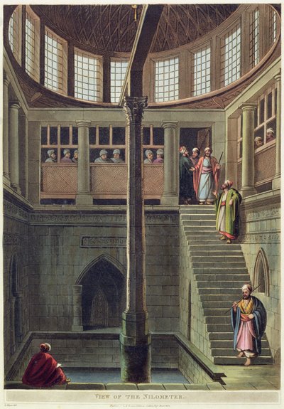 Vy över Nilometern, skylt 2 från "Views of Egypt", graverad av Thomas Milton (1743-1827) pub. av Robert Bowyer (1758-1834) 1802 (akvatint) av Luigi Mayer