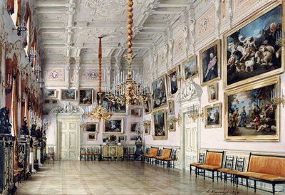 Danssalen i Greve Bezborodkos hus, St. Petersburg, 1849 (penna, pensel, wc, bläck och vit färg på papper, 1849 (penna, pensel, wc, bläck och vit färg på papper) av Luigi Premazzi