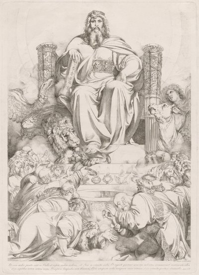 Et ecce sedes posita erat in coelo... (Gud Sonen i Majestät på tronen omgiven av de fyra varelserna och dyrkas av de tjugofyra äldste) av Luigi Sabatelli I