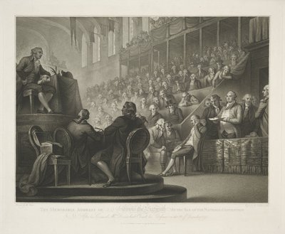 Toespraak van Lodewijk XVI Den minnesvärda adressen till Lewis den sextonde i baren för National Convention (titel på objekt) av Luigi Schiavonetti