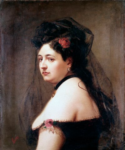Porträtt av Elisabetta Galletti Gianoli, italiensk sångerska (målning av Luigi Sorio