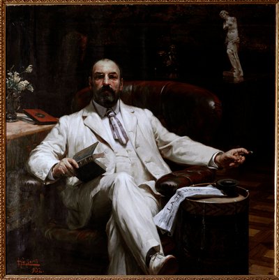 Porträtt av den skotska försäkringsgivaren och konstbeskyddaren Evan Mackenzie Målning av Luigi de Servi (1863-1945) 1902 Dim 135x135 cm Genes, Galleria d