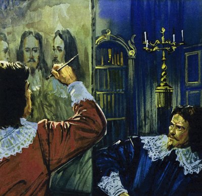 Kung Karl I bjöd Van Dyck till England för att måla hans porträtt (färglitografi) av Luis Arcas Brauner