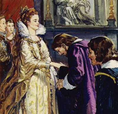 Maria de Medici, drottning av Frankrike, blev Rubens beskyddare (färglitografi) av Luis Arcas Brauner
