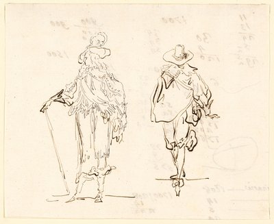 Två figurer, den ena klädd i fransk Louis XIII-stil och den andra i spansk sjuttonhundratalsstil av Luis Paret y Alcazar