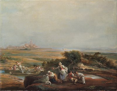 Vy över Fuenterrabía (fragment) av Luis Paret y Alcazar