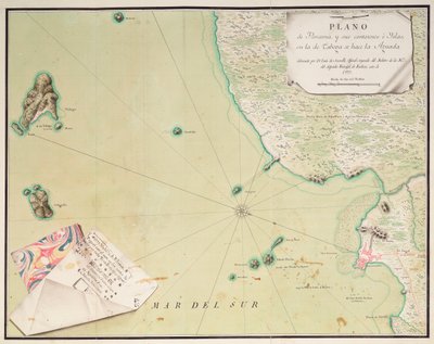 Karta över Panama av Luis de Surville