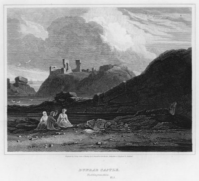 Dunbar Castle, Haddingtonshire (gravyr) av Luke (after) Clennell