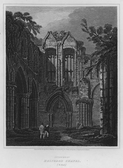 Interiör av Holyrood Chapel, West End (gravyr) av Luke (after) Clennell