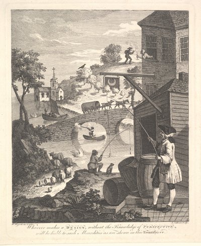 Satire on False Perspective: Frontispice to Kirbys Perspective, februari 1754. av Luke Sullivan