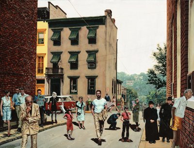 Self-Portrait with Strangers, ca 2020 (akrylfärg på papper) av Luke Waller