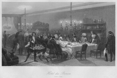 Hotel des Princes. Tabell DHote, c1843 av Lumb Stocks