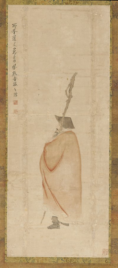 Stående man i röd rock, Qingdynastin, 1700-talet. av Luo Ping