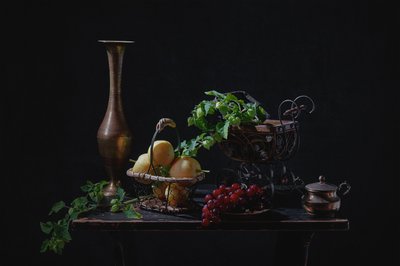 Stämningsfullt fruktstilleben av Lydia Jacobs