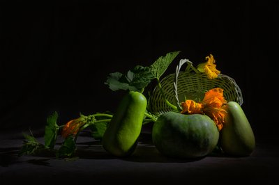 Livfullt skördestilleben av Lydia Jacobs