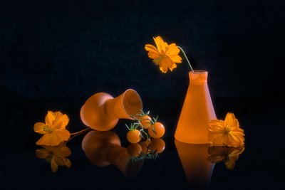 Livfullt orange stilleben av Lydia Jacobs